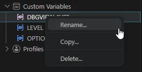 Variables options